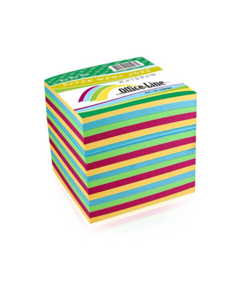 Cub din hârtie pentru notițe OfficeLine, Rainbow, 90x90x90 mm